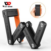 WEST BIKING Foldable Bicycle Lock MTB Road Security Anti-theft Cycling Lock Scooter Electric Bike Chain Lock Bicycle Accessories Locks