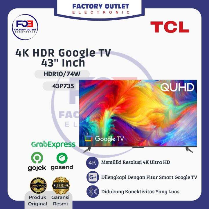 TCL 43P735 Smart Google TV 4K HDR Ultra HD 43" Inch Edgeless Frame ...