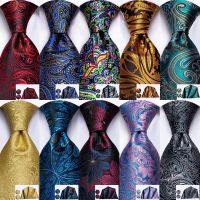 Hi Tie Red Fashion Paisley 100 Silk Men 39;s Tie Set 8.5cm Wedding Ties For Men New Design Hanky Cufflinks Set Quality Necktie