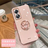 เคสสำหรับสมาร์ทโฟน4G 2023ใหม่พร้อมที่ยึดแบบห่วงหมีน่ารักน่ารักชุบเคสใส่โทรศัพท์ขอบตรง OPPOA384G ฝาหลังสำหรับ OPPO A38