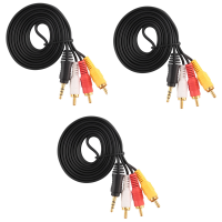 3 Pcs 4.9Ft 3.5mm Plug to 3 RCA Male Adapter AV Extension Cable for TV VCD DVD