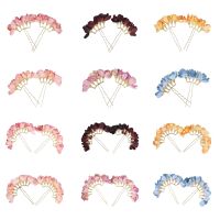 【CW】 Pearls Flower Row Hairpins Chinese Ancient Style Hair Fork Hanfu Silk Flowers Ornament Retro Temperament Accessories