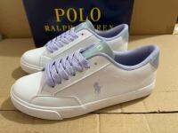 Ralphˉ Laurenˉ 2022 sneakers white purple glitter PU leather lace-up white shoes for literary women