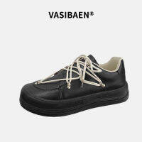 VASIBAEN ใหม่รองเท้าผ้าใบรองเท้าด้านล่างหนาหัวใหญ่ INS กีฬาสบายๆสไตล์เกาหลีสายรัดข้ามรองเท้ากีฬาผู้ชายรองเท้าลำลองรองเท้าผ้าใบ