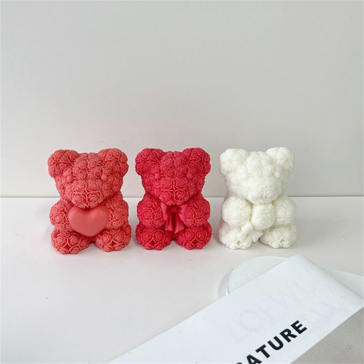 cake-decor-of-candy-love-roses-mould-valentines-day-foam-candle-mold-bear-flowers