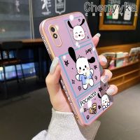 Chenyyka เคสสำหรับ Xiaomi Redmi 10A 10C 9A 9AT กีฬา9i ดีไซน์ใหม่ลายการ์ตูนน่ารัก Pochacco เคสโทรศัพท์ชุบหรูหราขอบด้านข้างแฟชั่นลายคลุมทั้งหมดเลนส์กล้องถ่ายรูปกล่องกันกระแทกเคสนิ่ม