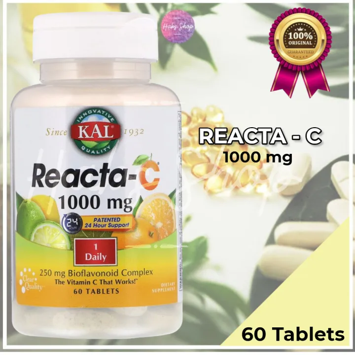 KAL, ReactaC, Calcium Ascorbate 1,000 mg, 60 Tablets Lazada PH