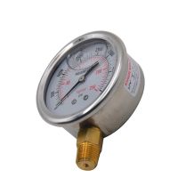 Stainless Steel Hydraulic Liquid Filled Fuel Pressure Gauge 0-3500 PSI Brass 1/4 NPT Male 55mm Meter