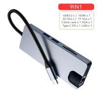 【☊HOT☊】 bukan2581584811414 Wjoy Usb ฮับ C หลายแท่นวางมือถือ Lapusb 3.0ฮับ Usbc Vga Pd Lan Ethernet 3.5การ์ดเอสดีทีเอฟมมแจ็คเสียงสำหรับ Apple Macbook