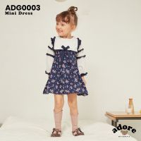 FLAT2112 ADG0003 : MINI DRESS ชุดเด็ก แขนยาว ผ้านิ่ม ลายน่ารัก ตกแต่งระบาย