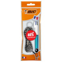 BIC บิ๊ก ปากกา 4 Colours Shine ปากกาลูกลื่น น้ำหมึก4in1 หัวปากกา 1.0 mm.(Blue) (ฟรีสายคล้องคอ)