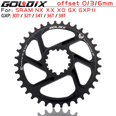 GOLDIX GXP ใบจานหน้าเดี่ยวจักรยาน 30/32/34/36/38T 3mm/6mm. offset สำหรับขาจาน Sram 11/12S NX XX XO GX Single Disc