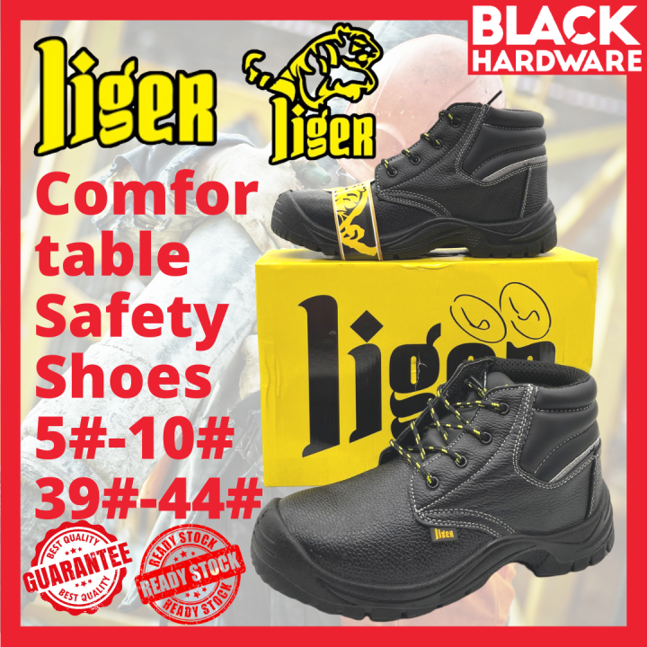 Black Hardware LIGER Leather Safety Work Shoe Men Kasut Keselamatan
