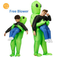 Monkey Fun ET Alien Inflatable Auit Alien Monster Inflatable เครื่องแต่งกาย Ghost Inflatable เครื่องแต่งกายฮาโลวีนน่ากลัวสีเขียว Alien คอสเพลย์เครื่องแต่งกายสำหรับผู้ใหญ่เด็กปาร์ตี้เทศกาล Stage