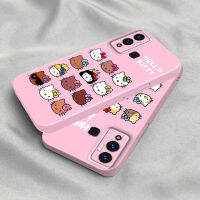 เคสเคสใส่โทรศัพท์แบบแข็งสำหรับ Infinix Hot 12 Play 10 Play Hot 10 Play 11 9 Note 12 Smart 6 TECNO Pova Neo Multifarious Hello Kitty เลนส์สี่เหลี่ยมมันวาวป้องกันฝาหลัง