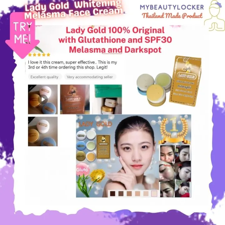 Lady Gold face cream with glutathione vitamin c and gold algae SPF 30