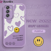 Jizetin เคส Samsung กาแล็คซี่ A24 4G หญิงสาวผิวสวยเพรียวบางเคสหลังหนังลายการ์ตูนยิ้มเคสปกหนังซิลิโคน PU