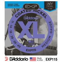 DAddario® EXP115 สายกีตาร์ไฟฟ้า เบอร์ 10 วัสดุนิกเกิลแบบเคลือบ ของแท้ 100% (Medium / Blues / Jazz,10-46) ** Made in USA **