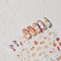 สติกเกอร์เล็บ Perlengkapan Nail Art สวยกลางฤดูใบไม้ร่วงเครื่องประดับทำเล็บเครื่องประดับทำเล็บอุปกรณ์ตกแต่งเล็บมังกรโคมไฟแบบดั้งเดิมร้านทำเล็บรูปตกแต่งเล็บจีนดวงจันทร์