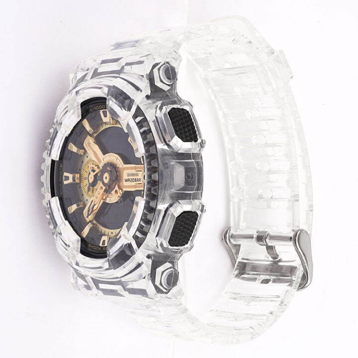 tpu-ยาง-bezel-สำหรับ-g-shock-ga-100-ga-110-ga-120-gd-100-gd-110-gd-120-gls-100-gax-100-ga-140สไตล์เดียวกันสำหรับบุรุษและสตรีกีฬากันน้ำสายคล้องคอสร้อยข้อมือ-gradient-สีลูกอม-watchband