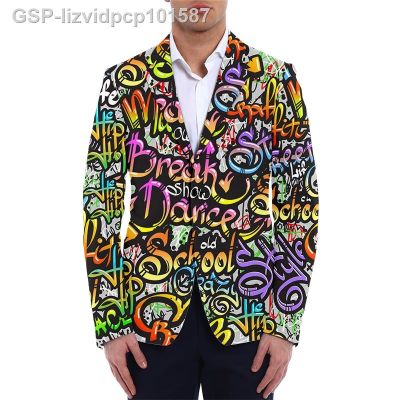 เสื้อผ้าแฟชั่น2023-เสื้อเบลเซอร์สำหรับผู้ชายเสื้อแจ็กเก็ตเสื้อผ้าผู้ชายชุดโอเวอร์ไซส์พิมพ์ลายกราฟฟิตี3D ชุดแฟชั่นสตรีทแวร์