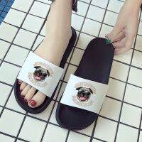 Pugs รองเท้าแตะพิมพ์ลายสุนัขน่ารัก,รองเท้าแตะเปิดนิ้วแฟชั่นชายหาดรองเท้าแตะผู้หญิงไม่ลื่น39; S เลื่อน2021