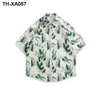 Wukong has goods summer trendy brand full printed short-sleeved floral mens street loose Hawaiian style all-match