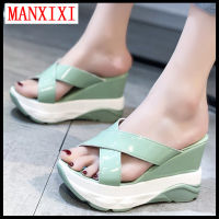 ✥✆♤ MANXIXI Brand Fashion Wedge Sandals High Heels Beautiful Thick 3.93 Inches Big Size Flat Slippers For Women (Size 34-44)