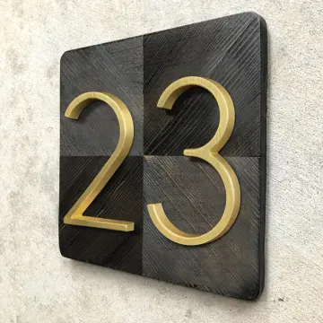 Golden Door Plates for Wall Decor, Door Figures, Brass Address Number,  Villa, Hotel, Dormitory House, Outdoor