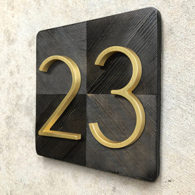 125 มม.สีทองลอยโมเดิร์นบ้านเลขที่ซาตินทองเหลืองประตูบ้านหมายเลขสำหรับบ้านป้ายดิจิตอลกลางแจ้ง 5 นิ้ว #0-9-zptcm3861