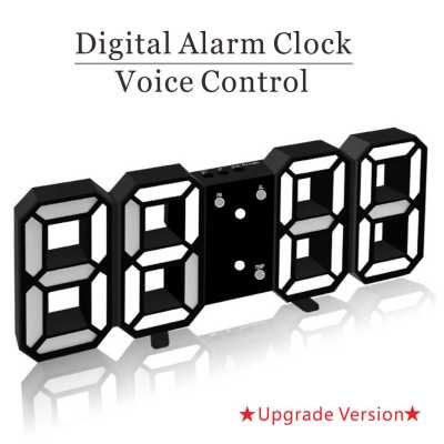 3D LED Wall Clock Digital Clock Alarm Clock Table Clock Bedside Home Room Decoration Electronic Clock With Thermomet Night light