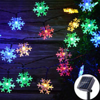 Solar Christmas Snowflake String Lights 5M 10M LED Fairy light Waterproof Outdoor Decor Light for Xmas Tree Railing Garden Fence