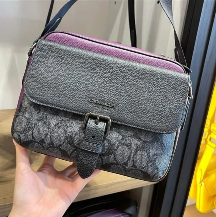 Coach C5401 Hudson Crossbody Bag in Colorblocked Charcoal Signature