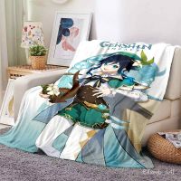 XZX180305  ✞⋮ Cartoon Genshin Printed Blanket Flannel w a rmth Soft Plush Sofa Bed Throwing Blankets Plush Throwi