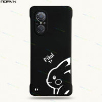 NORVIK เคสโทรศัพท์การ์ตูนน่ารักสีขาวลายปิกาจูแบบไร้ขอบสีดำสำหรับ Huawei P60 Nova 11 11i 10 Y91 Y90 9 7 SE Honor 90 70 50 Lite X9a Magic 5 Pro 5G 4G N11-3เคสฝาหลังสร้างสรรค์