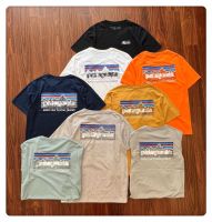 ♬ ชุดจำกัดของ American Patagonia Outdoor Saving The Planet Cotton Round Collar Short Sleeve T-Shirt Top 37529