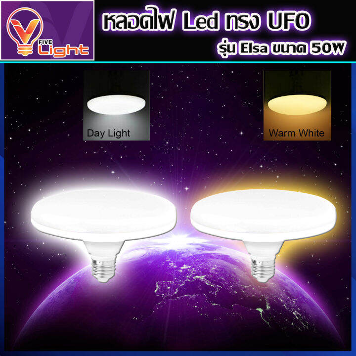 แพ็ค-2-หลอด-หลอดไฟ-ufo-led-แสงสีขาว-daylight-ufo-หลอดไฟled-ทรงกลม-มีให้เลือก-50w-สว่างมาก-ประหยัดไฟ-ทนทาน-น้ำหนักเบา-e27-ขั้วเกลียว