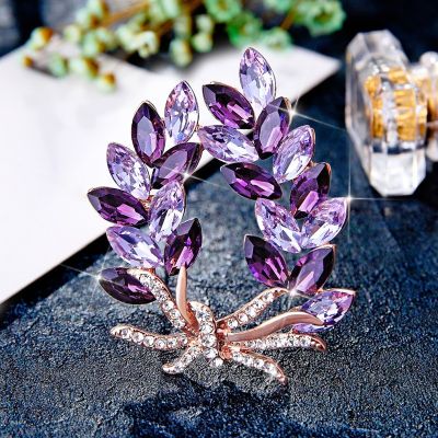 Luxury Blue/Brown/Purple Bauhinia Flower Brooch for Women Lady Elegant Annual Jewelry Trendy Style
