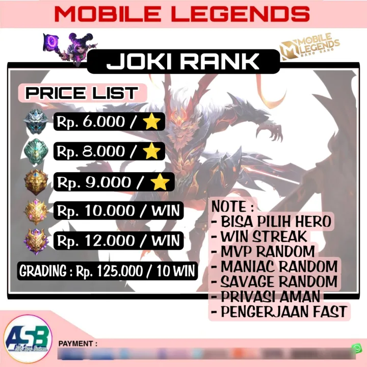 Joki Rank Ml Mlbb Mobile Legends Lazada Indonesia