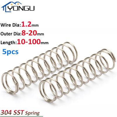 【LZ】 5Pcs/lot 304 Stainless Steel Compression Springs Return Spring Steel Wire Diameter 1.2mm Outside Diameter 8 22mm Length10-100mm