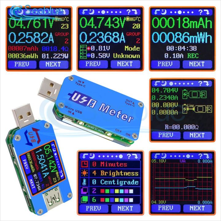 stitches-n-clays-um25-um25c-usb-2-0-type-c-จอแสดงผลสี-lcd-โวลต์มิเตอร์แอมมิเตอร์แรงดันไฟฟ้าความต้านทางกระแสไฟ-usb-เมตรเครื่องทดสอบ-usb