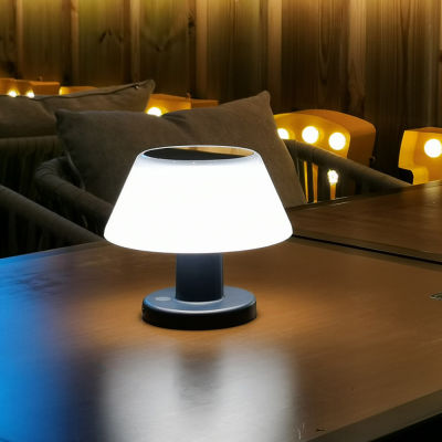 ZIR โคมไฟโซลาร์ตั้งโต๊ะ LED สำหรับกลางแจ้งกันน้ำหรี่แสงได้โคมไฟโต๊ะ Patio นอกโคมไฟโต๊ะพลังแสงอาทิตย์ไร้สายสำหรับห้องนอนสวน