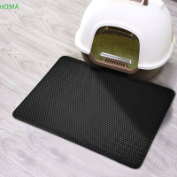 ?【Lowest price】HOMA กันน้ำ PET Cat litter MAT Double Layer PET litter กล่องเสื่อไม่ลื่นทรายแมว Pad ล้างเตียงเสื่อทำความสะอาดแผ่นผลิตภัณฑ์