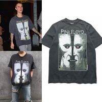 PinkFloyd Bieber เสื้อยืดสีขาวผี VTG แขนสั้นชายหมอกสูงถนนอเมริกันคู่หลวมแขนครึ่งฤดูร้อน