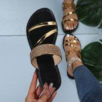 Summer oversized one line sandals for womens fashion rhinestones outdoor breathable rhinestones, casual cool shoes