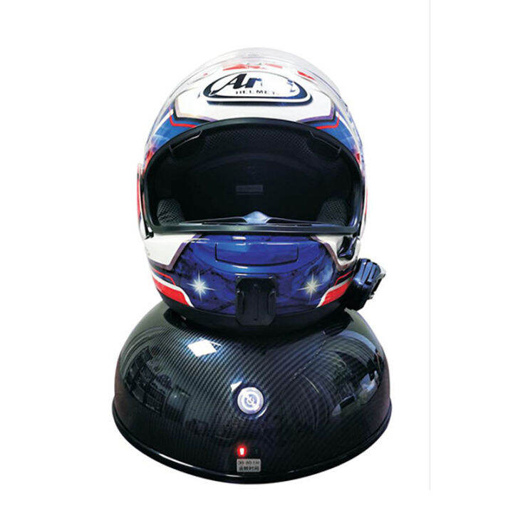 Motorcycle helmet cleaning, sterilization and odor removal helmet