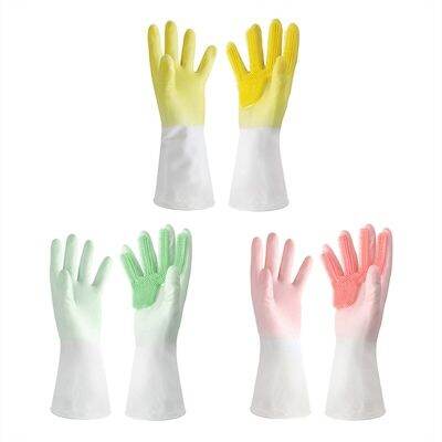 Female Dishwashing Gloves Non-Slip Kitchen Glove Multifunctional Brush  Dropship Safety Gloves