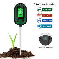 จอแสดงผล LCD ดิจิตอล5 In 1อุณหภูมิความชื้นแสงแดดดิน PH Meter สำหรับพืชสวน