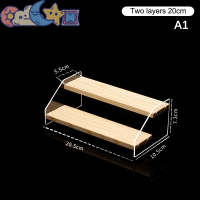 hedeguoji? ชั้นวางแสดงของอะคริลิกทรงสี่เหลี่ยมคางหมูทำจากไม้หลายชั้นชั้นชั้นโชว์เครื่องประดับและเครื่องสำอางชั้นวางกระเป๋าถือ