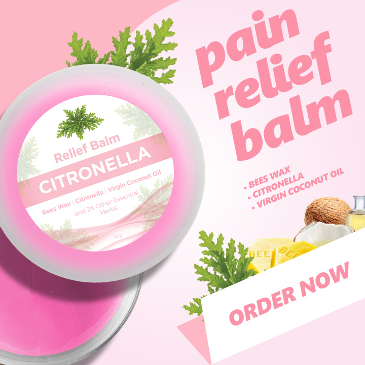 Citronella Organic Pain Relief Balm / Coconut oil/Vibrantly / Pain